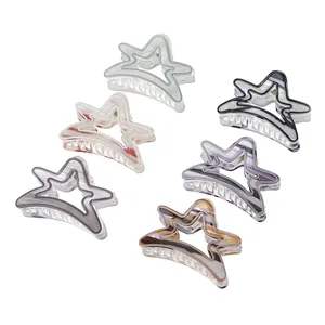 Set of six marble texture star hair claws with cutout double-layer hollow design