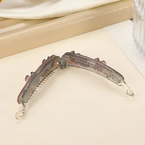 Translucent resin banana hair clip with dense comb teeth for secure ponytail styling