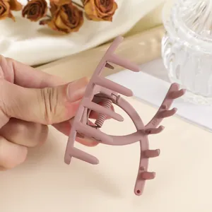 7cm medium matte hair claw clip in elegant dusty pink color for women hair styling