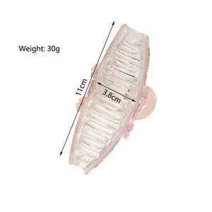 Pink rhinestone flower hair claw clip for thick hair, 11cm length and 30g weight