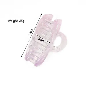 Translucent purple glitter bow hair claw clip for kids, size 7.8cm, weight 25g