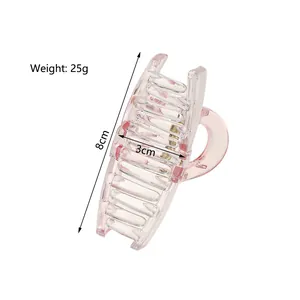 Pinza de pelo con lazo rosa transparente y degradado, tamaño mediano de 8cm
