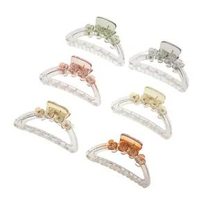 Set di 6 mollette per capelli a semicerchio in resina floreale dai colori pastello