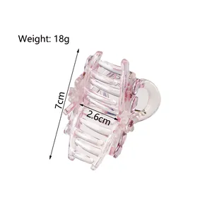 Pinza para el pelo de flor rosa translúcida con strass, tamaño de 7cm y peso de 18g
