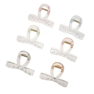 Set de 6 pinzas para el cabello con lazo de resina traslúcida en tonos pastel