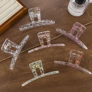 Grande Pince À Cheveux En Acrylique Transparente Motif À Pois Antidérapante Pince Requin Tenue Forte Accessoires Pour Cheveux Femme