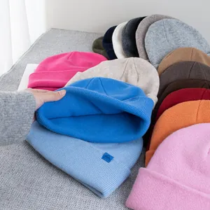 100% wool knitted beanie for winter with multi-color selection and thick warm texture