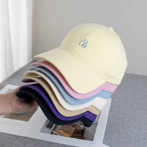 Berretto da Baseball da Donna Casual in Cotone Ricamato Regolabile Visiera Curva Cappello da Sole Stile Coreano Accessorio Moda All'aperto