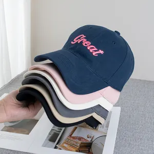 Casual Cotton Embroidered Letter Great Baseball Cap Adjustable Sun Protection Curved Brim Sporty Duck Tongue Hat For Women Men