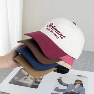 Gorra de Béisbol de Algodón con Letras Bordadas Bloques de Color Ajustable Visera Curva Sombrero de Sol para Hombres Mujeres Outdoor