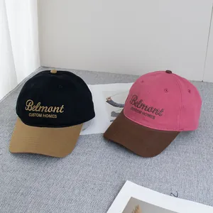 Gorras de béisbol de algodón bicolor con bordado Belmont en negro y rosa para hombre y mujer