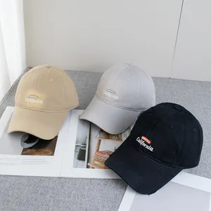 Retro distressed baseball caps with America California embroidery in khaki grey and black