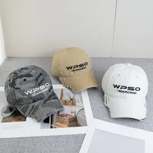 Vintage-Baseballkappen mit Buchstaben-Stickerei in Camouflage, Khaki und Weiß