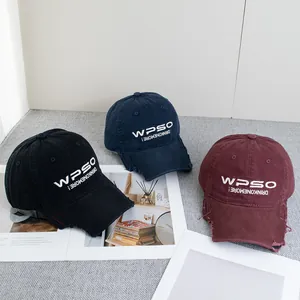 Vintage Baumwoll-Basecaps mit WPSO-Stickerei in Schwarz, Marineblau und Weinrot