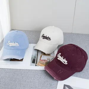 Casquettes de baseball vintage en coton avec broderie Superior et visière usée rétro