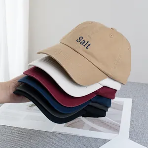 Casquette de Baseball Minimaliste en 100% Coton pour Femmes Broderie de Lettres Salt Réglable Calotte Souple Pare-soleil Visière Incurvée Chapeau de Sport Décontracté