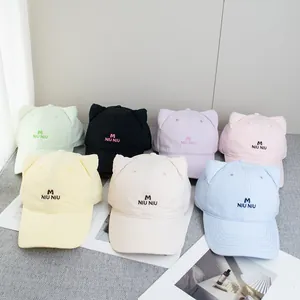 Cute baseball cap with cat ears and M NIU NIU embroidery in seven pastel colors