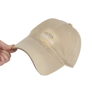 Classic khaki vintage baseball cap with California embroidery and wide brim