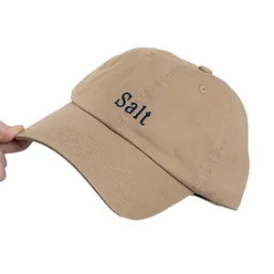 Casquette de baseball en coton kaki classique avec broderie Salt bleue et haut souple