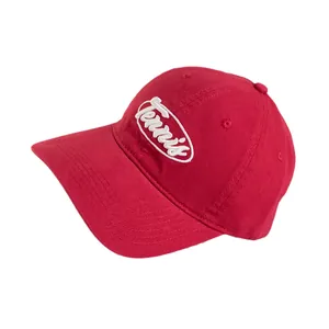 Casquette de baseball en coton rouge classique avec broderie Tennis blanche et visière