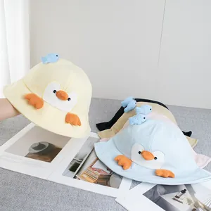 Kids Cartoon Penguin Bucket Hat Cotton 3D Animal Fisherman Cap Sun Protection Sunshade Hat For Toddler Boys Girls Daily Travel