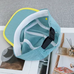 Blue and yellow contrast-color embroidered baseball cap for women with breathable fabric
