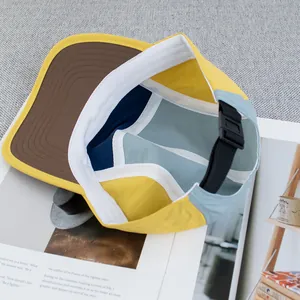 Retro-Mehrfarben-Patchwork 5-Panel Outdoor-Campingmütze mit verstellbarem Riemen