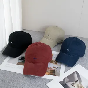 Classic cotton baseball caps with Art embroidery in black, khaki, burgundy and navy colors