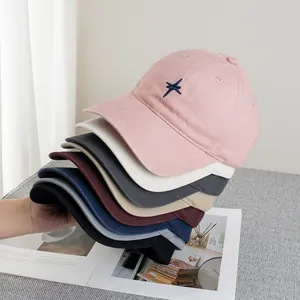 Casquette de Baseball en Coton pour Femmes et Hommes Avec Broderie Étoile en Croix Ajustable Protection Solaire Bord Incurvé Décontracté Sport Extérieur
