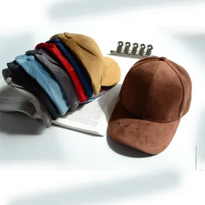 Casquette de Baseball en Velours Couleur Unie Unisexe Ajustable Bord Incurvé Six Panneaux Chapeau de Soleil Style Vintage Quotidien