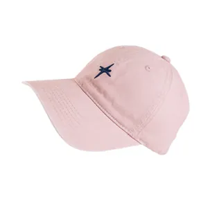 Casquette de baseball rose en coton avec broderie étoile bleue et visière courbée