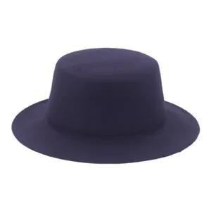 Classic deep purple wool felt flat top wide brim hat with a minimalist vintage design