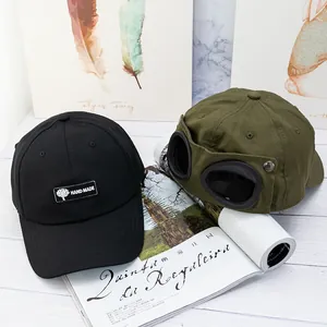 Casquette de Baseball Lunettes de Pilote Unisexe Hip Hop Toile de Coton Réglable Streetwear Style Aviateur Mode Extérieur