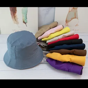 Women Casual Double Sided Bucket Hat Cotton Canvas Sun Protection Solid Color Foldable Outdoor Fisherman Hat Shading Travel Cap