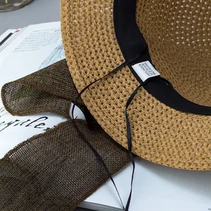 Dettaglio interno del cappello in paglia di carta con fascia tergisudore e coulisse