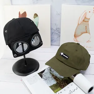 Casquette aviateur unisexe avec lunettes et casquette de baseball vert olive vintage