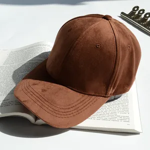 Casquette de baseball minimaliste en velours marron uni pour femmes et hommes