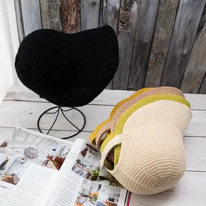 British style knit equestrian hats for women in black beige and yellow color options