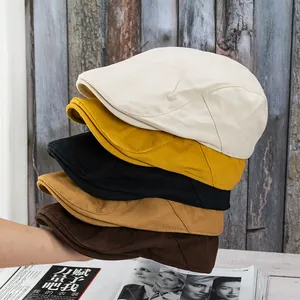 Vintage Cotton Ivy Cap For Women Retro British Style Flat Cap Adjustable Newsboy Beret Hat For Daily Outdoor Travel