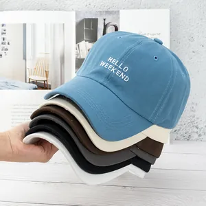 Unisex Casual Cotton Baseball Cap HELLO WEEKEND Embroidery Adjustable Sun Hat Breathable Outdoor Travel Sports Peak Cap