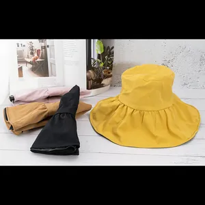 Women's UV protection wide brim sun hat in multiple colors with foldable design