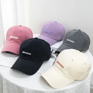 Casquettes de baseball en coton en cinq couleurs avec broderie Awesome pour le soleil
