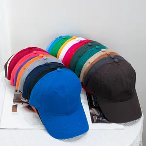 Unisex Washed Cotton Solid Baseball Cap Adjustable Soft Top Curved Brim Peaked Cap Casual Outdoor Sun Hat For Men Women