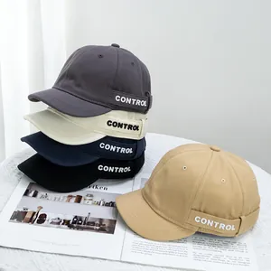 Cappellini da baseball a tesa corta stile giapponese in cotone con ricamo laterale