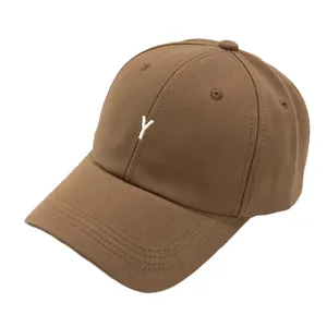 Casquette de baseball en coton marron avec broderie lettre Y blanche style minimaliste