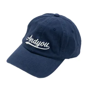 Classic navy blue cotton baseball cap with white Andyou embroidery for men and women