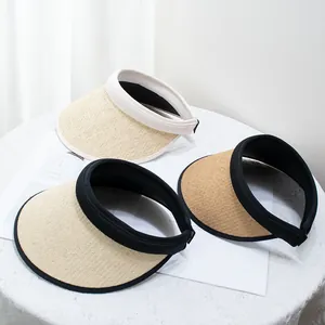 UV protection straw sun visor with elastic headband for summer outdoor activities