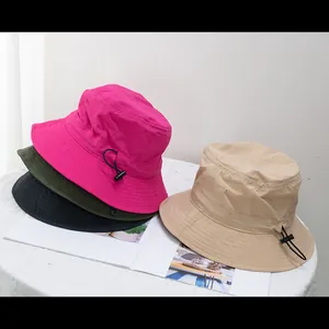 Quick-dry outdoor bucket hats with adjustable drawstrings in four versatile colors