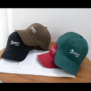 Winter brushed cotton baseball caps with Mizoobean embroidery in four assorted colors