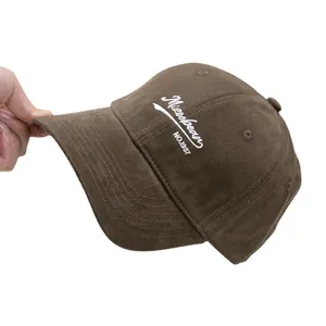 Dark brown brushed cotton baseball cap with Missseven embroidery for autumn and winter